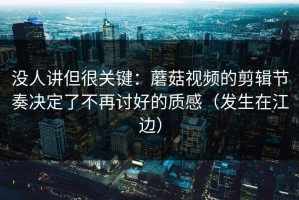 没人讲但很关键：蘑菇视频的剪辑节奏决定了不再讨好的质感（发生在江边）