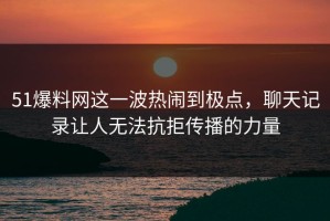 51爆料网这一波热闹到极点，聊天记录让人无法抗拒传播的力量