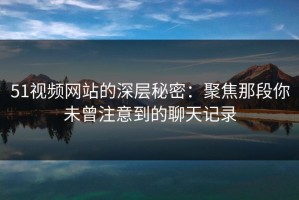 51视频网站的深层秘密：聚焦那段你未曾注意到的聊天记录