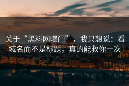 关于“黑料网曝门”，我只想说：看域名而不是标题，真的能救你一次
