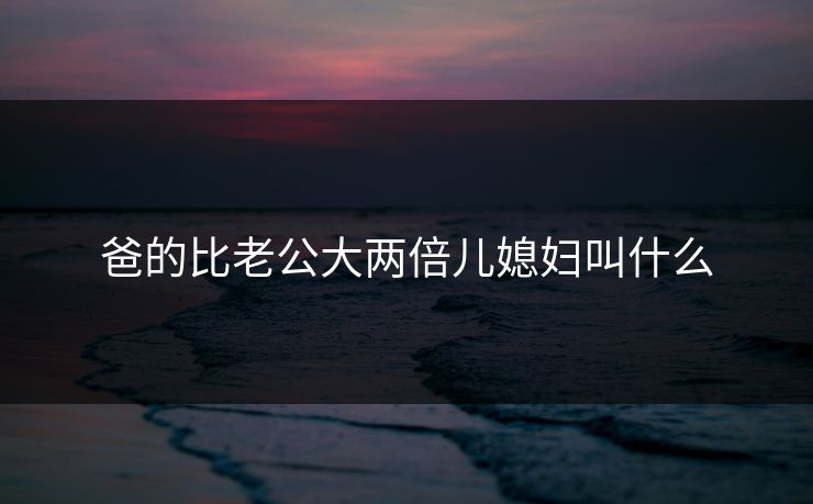 爸的比老公大两倍儿媳妇叫什么